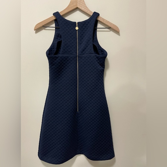 Amanda Uprichard Quilted Navy Sleeveless Mini Skater Style Dress - Picture 4 of 8